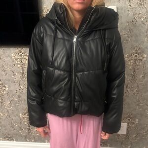 Zara Black Puffer Bomber Jacket